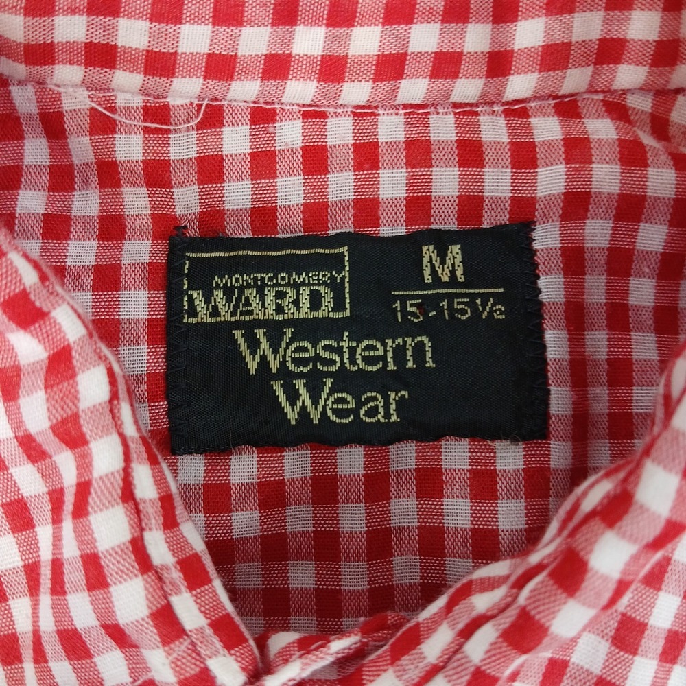 VTG Montgomery Ward 15-15.5 Medium Mens Shirt Western Dagger Collar 70s 21x26 - Picture 4 of 14